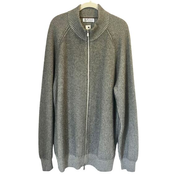 Brunello Cucinelli  Cashmere Vanisé English Rib Cardigan w/Zipper IT 62 US XXL - Picture 5 of 14